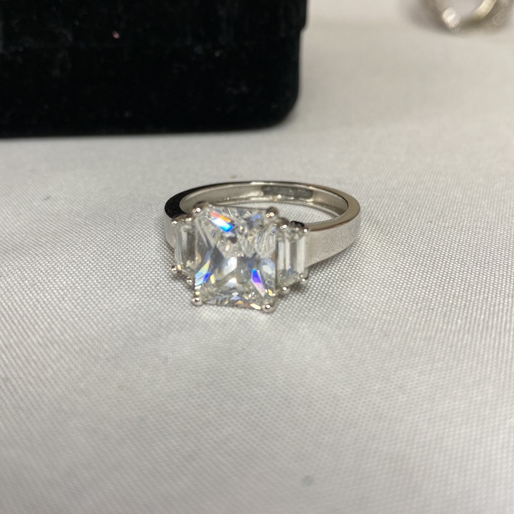 Emerald Cut Cz Statement Ring Size 9 - image 3